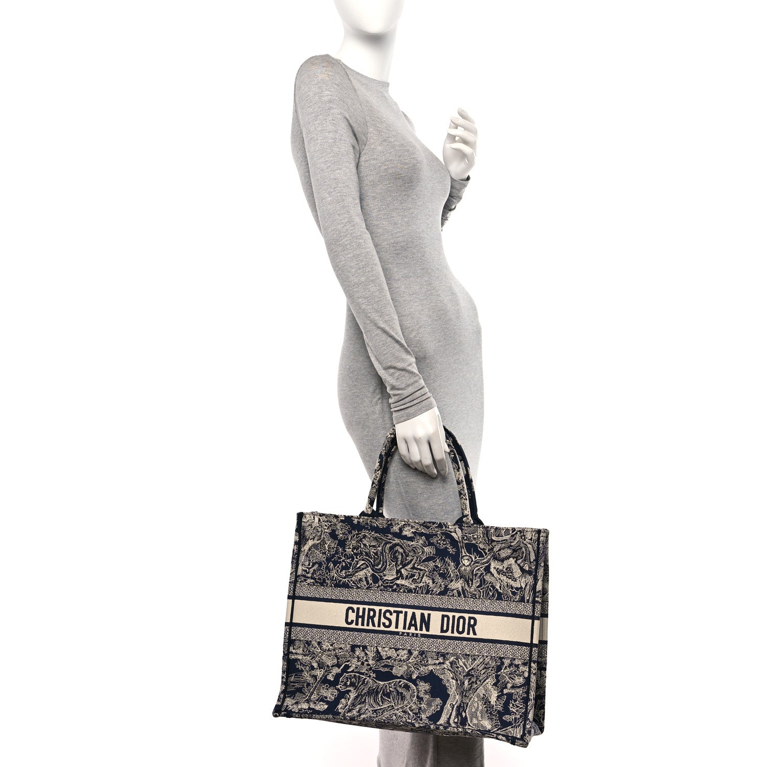 Christian Dior Canvas Embroidered Large Dioriviera Toile De Jouy Reverse Book Tote Blue 2 of 11