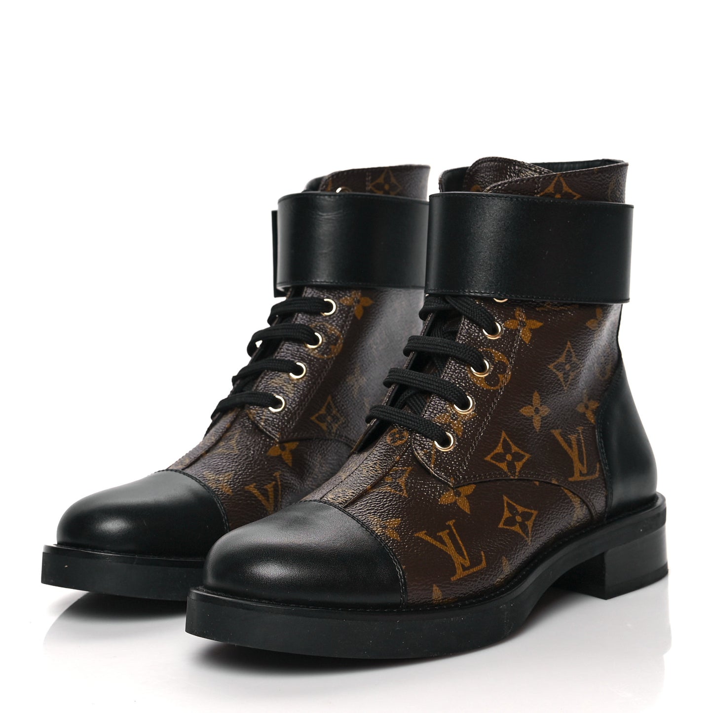 Calfskin Monogram Wonderland Flat Ranger Boots 39 Black