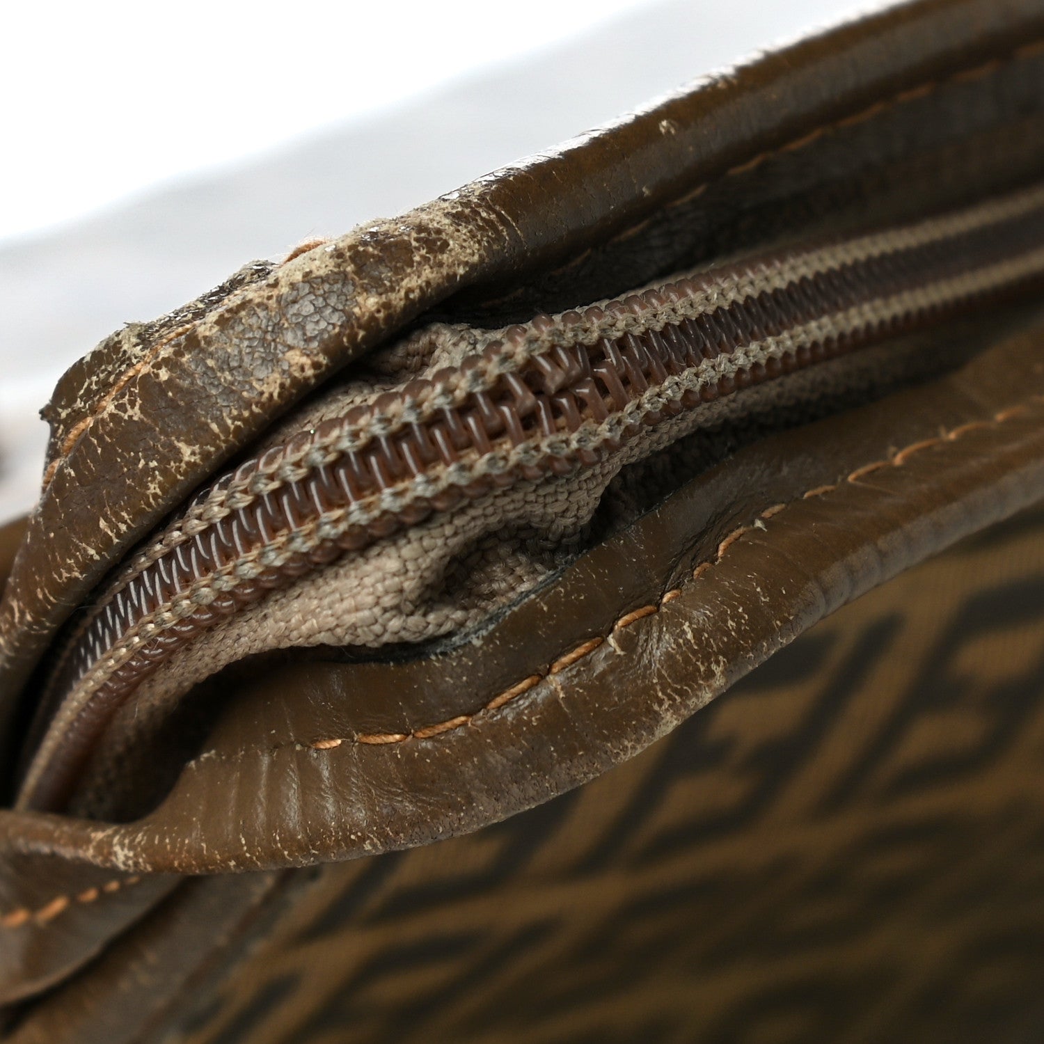 Fendi Vinyl Zucchino Zip Pouch Tobacco 16 of 17