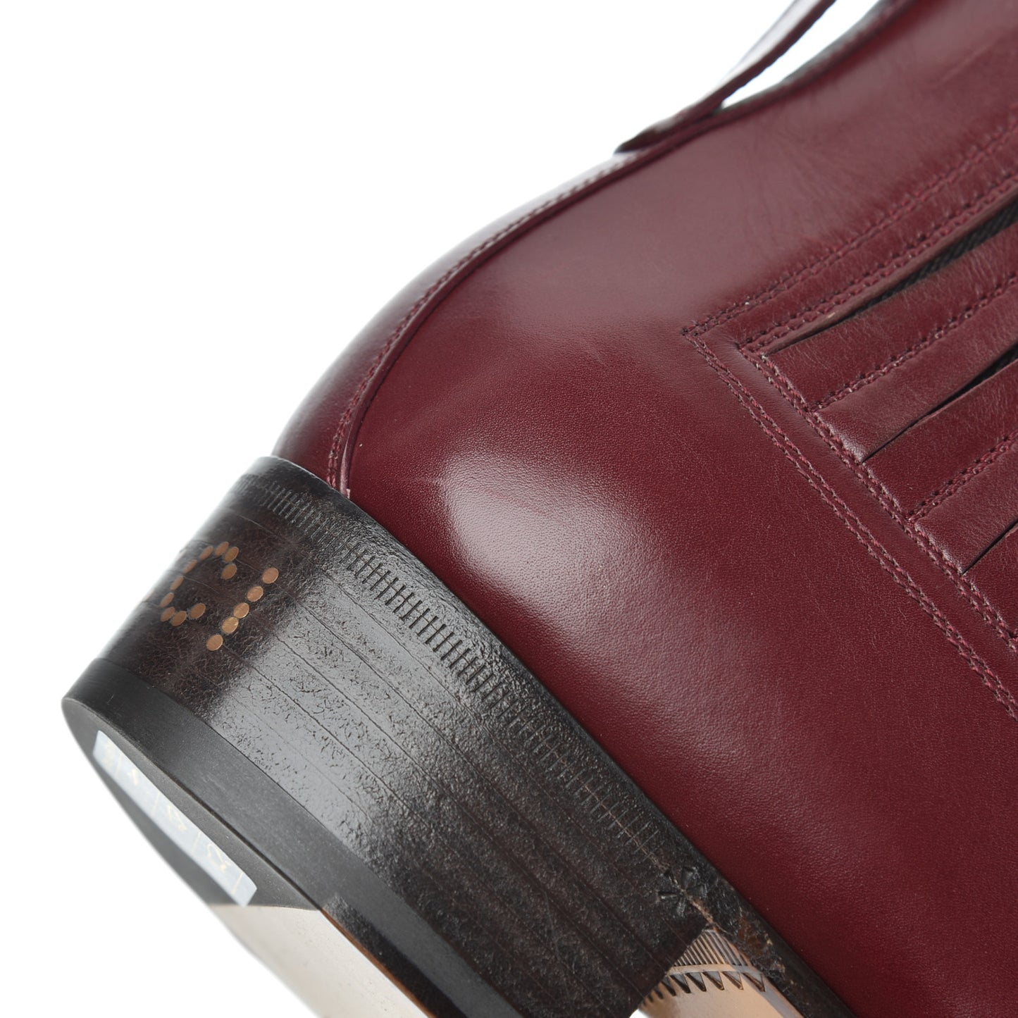 New Waxed Calfskin Mens G Medallion Toe Ankle Boots 8.5 Red Bordeaux
