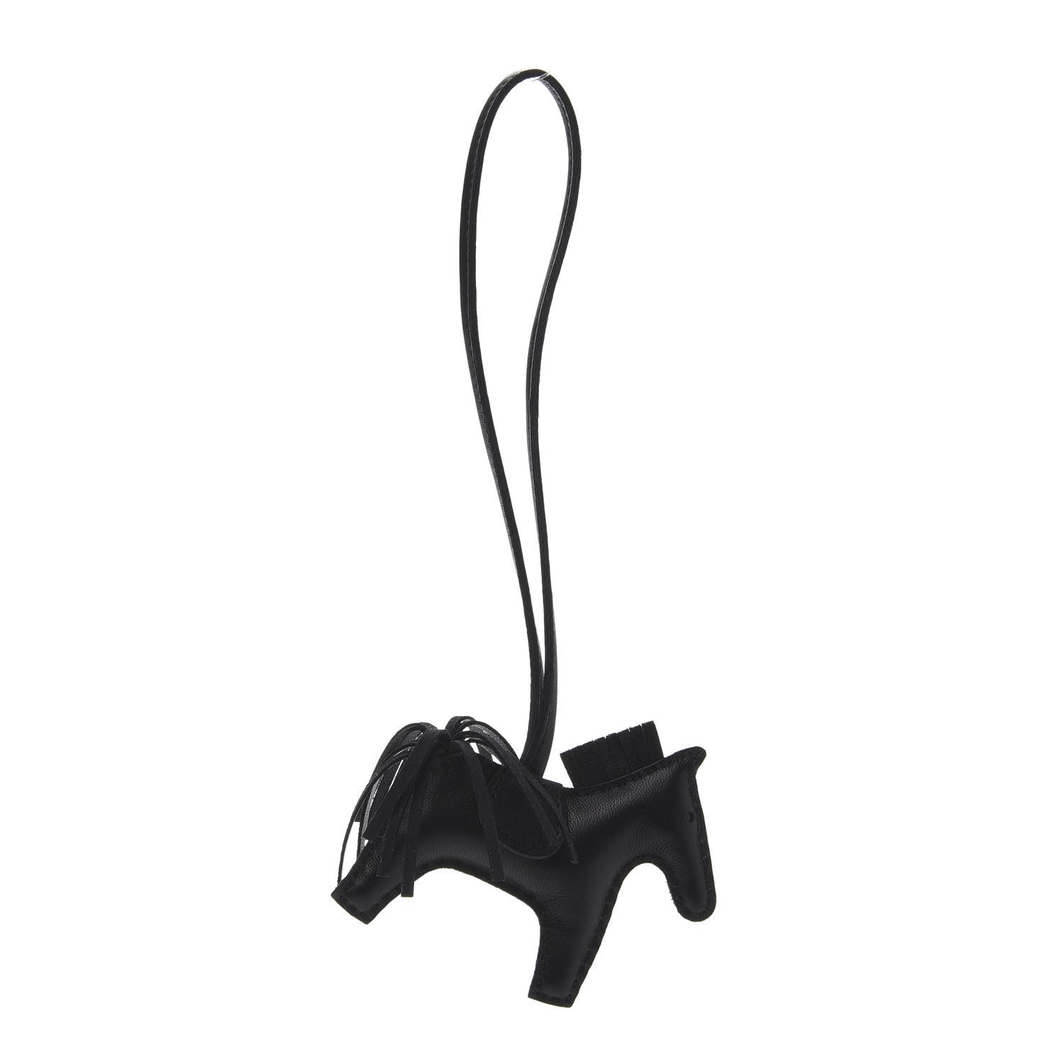 Hermes Milo Lambskin Grigri Rodeo Horse Bag Charm PM So Black 1 of 5