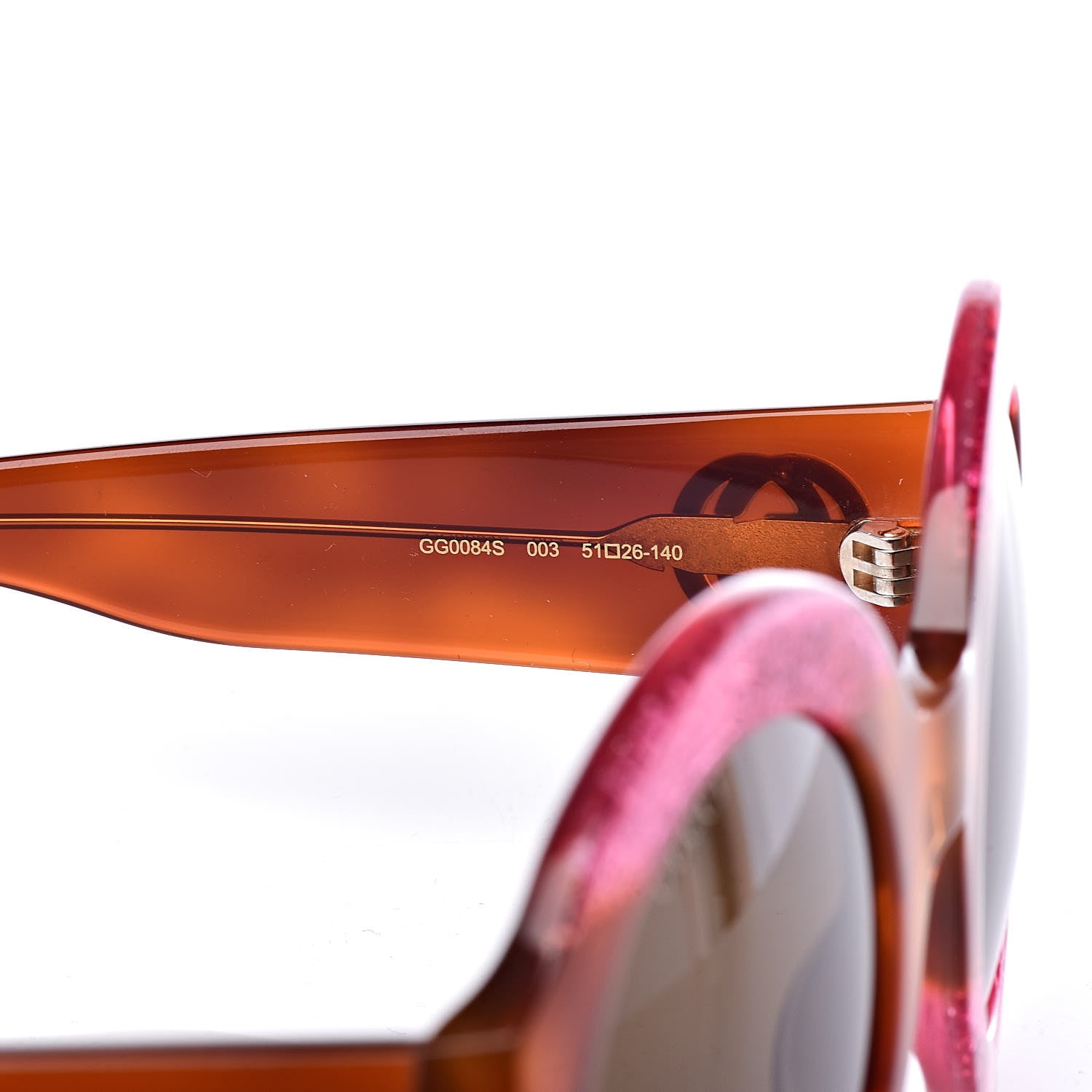 Gucci Acetate Round GG0084S Sunglasses Glitter Fuchsia 6 of 7