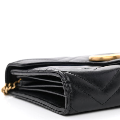 Gucci Calfskin Matelasse GG Marmont Chain Wallet Black 9 of 13