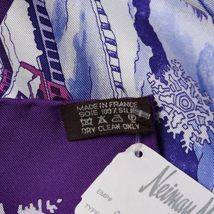 Hermes Cashmere Silk H en Voyage Fringed Scarf 90 Orange Fuchsia Turquoise 6 of 6