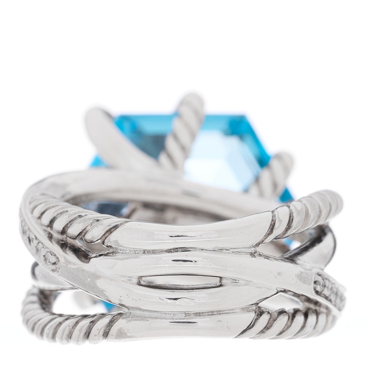 Sterling Silver Diamond Blue Topaz 16mm Cable Wrap Ring 52 6