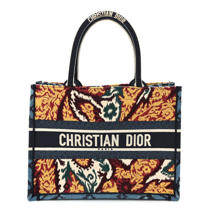 Christian Dior Canvas Embroidered Paisley Medium Book Tote Blue Multicolor 1 of 12