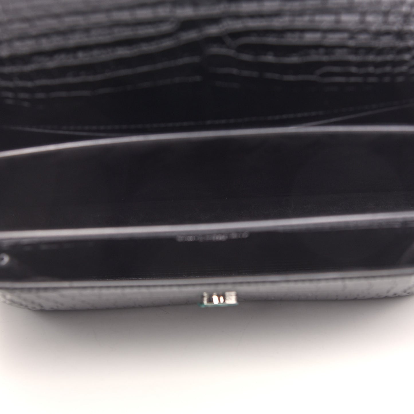 Calfskin Crocodile Embossed Medium Monogram Sunset Black