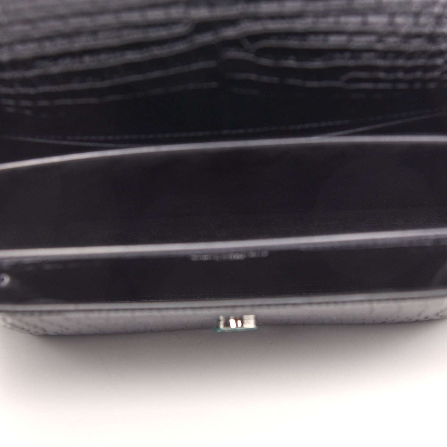 Saint Laurent Calfskin Crocodile Embossed Medium Monogram Sunset Black 5 of 8