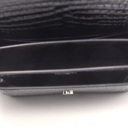 Saint Laurent Calfskin Crocodile Embossed Medium Monogram Sunset Black 5 of 8