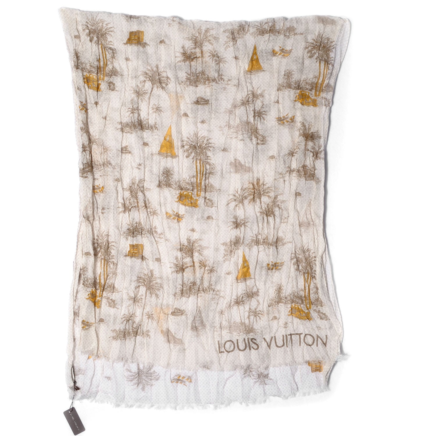 Louis Vuitton Cotton Linen Toile Etole De Louis Pareo Beige 3 of 7