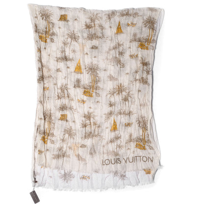 Louis Vuitton Cotton Linen Toile Etole De Louis Pareo Beige 3 of 7