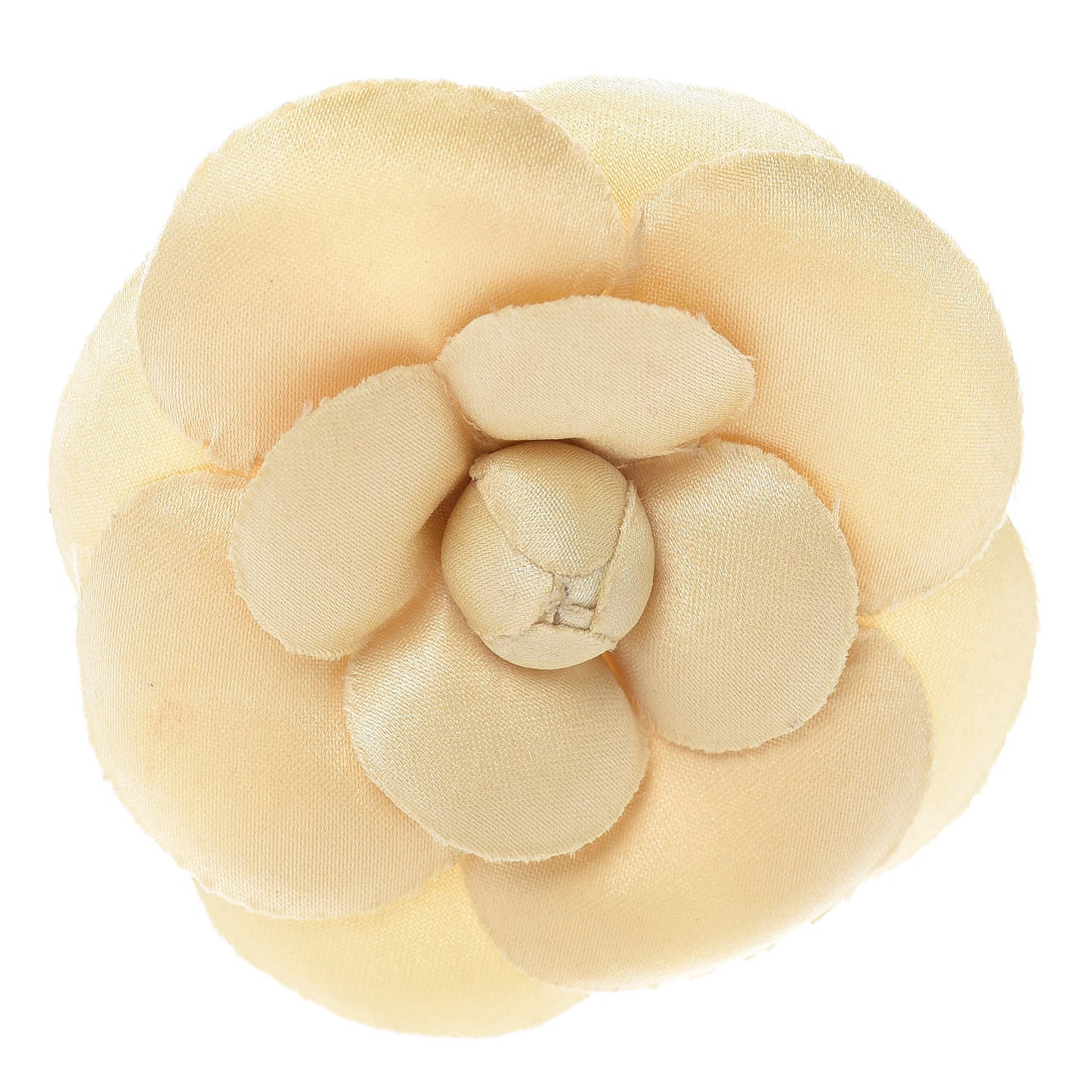 Crepe Satin Camellia Brooch Pin Beige