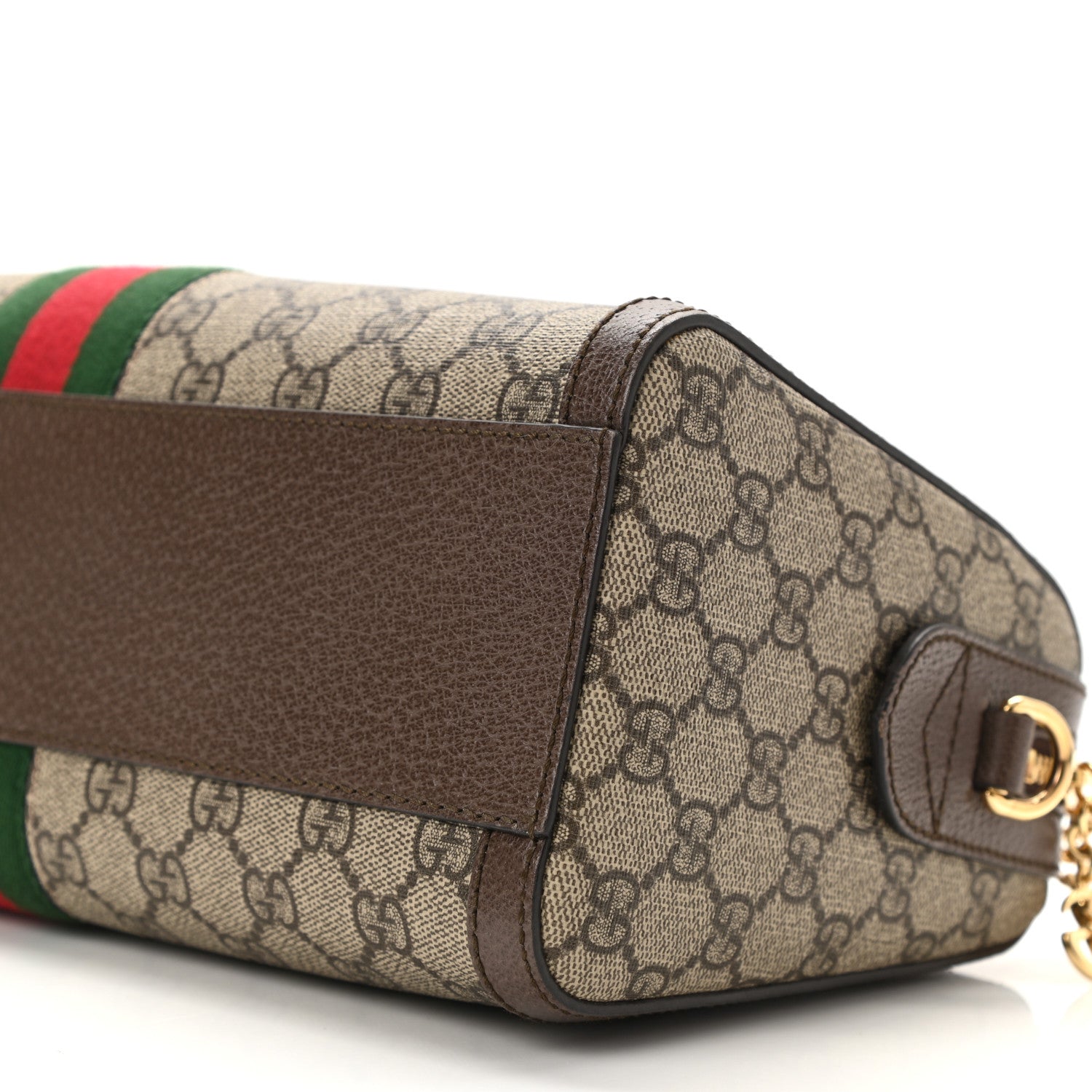 Gucci GG Supreme Monogram Textured Dollar Calfskin Web Medium Ophidia Boston Beige Ebony New Acero 10 of 11
