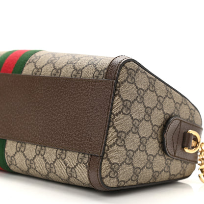 Gucci GG Supreme Monogram Textured Dollar Calfskin Web Medium Ophidia Boston Beige Ebony New Acero 10 of 11