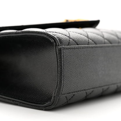 Saint Laurent Grain De Poudre Textured Mixed Matelasse Triquilt Medium Monogram Satchel Black 9 of 19
