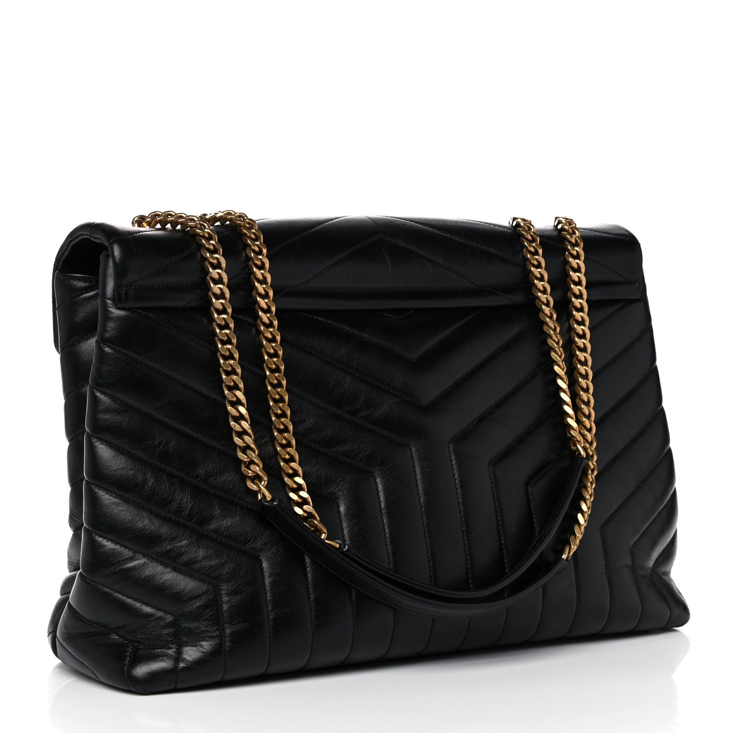 Saint Laurent Calfskin Y Quilted Monogram Large Loulou Chain Satchel Black 3 of 23