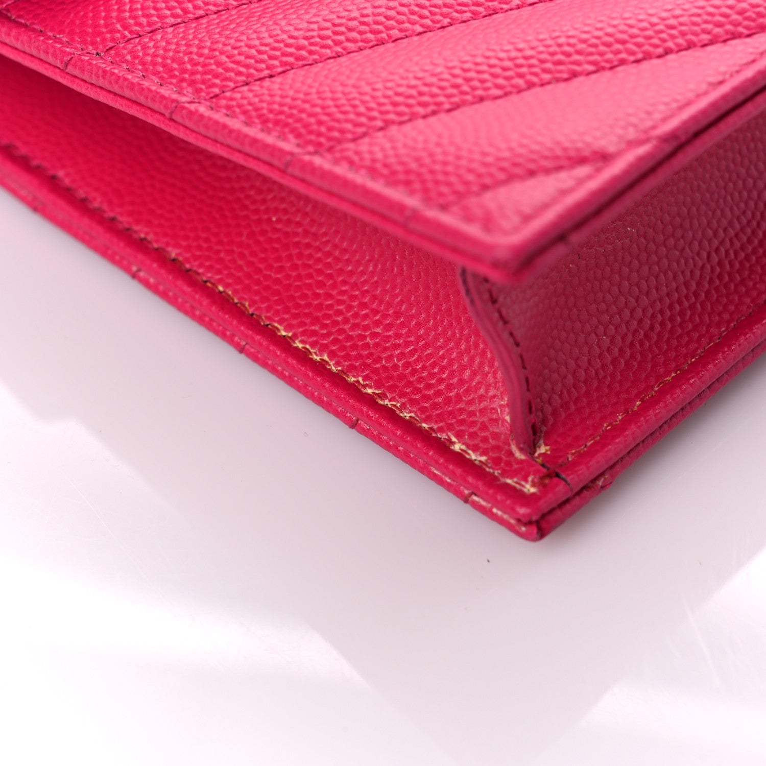 Saint Laurent Grain De Poudre Matelasse Chevron Monogram Envelope Chain Wallet Fresh Fuchsia 13 of 13
