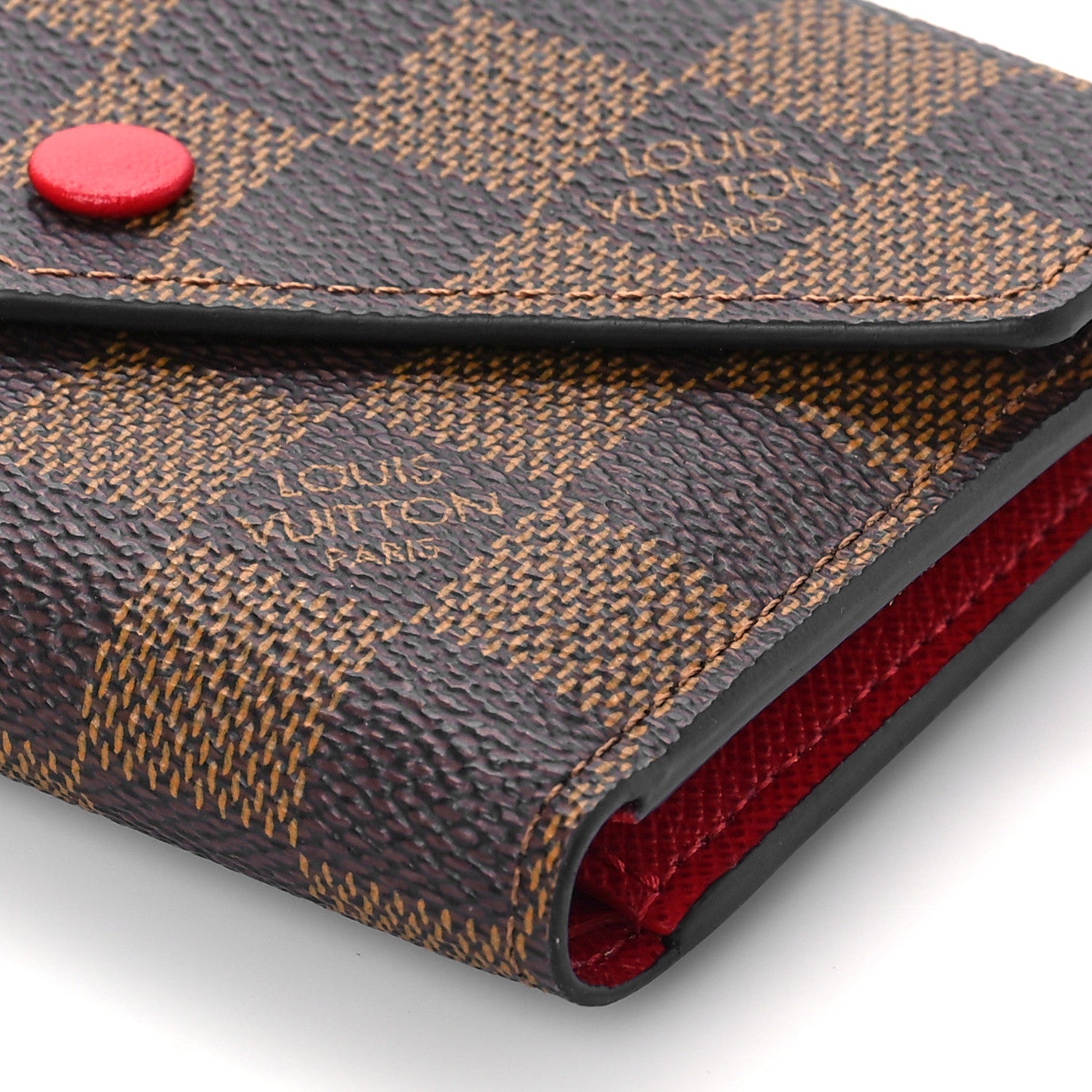 Louis Vuitton Damier Ebene Victorine Wallet Red 8 of 9