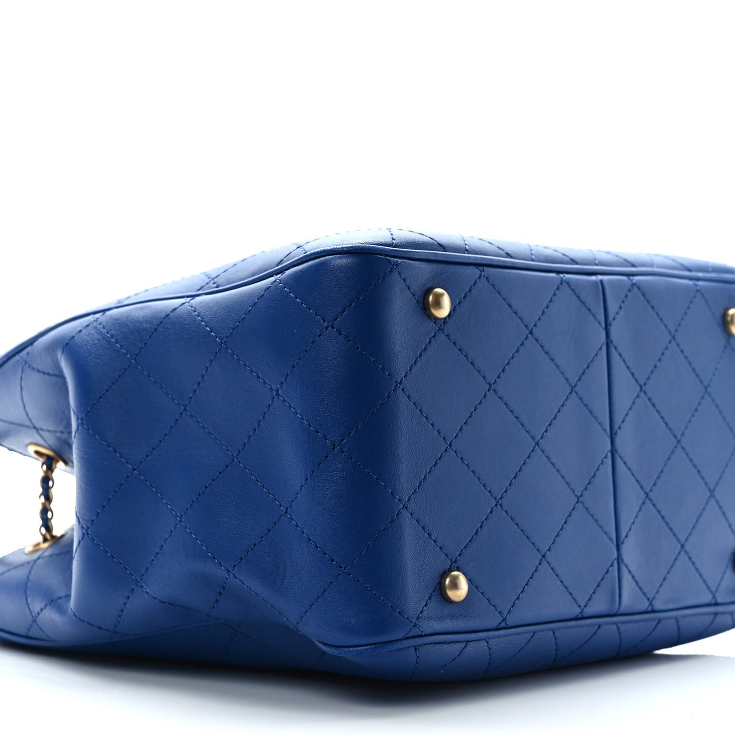 Calfskin Stitched Egyptian Amulet Drawstring Bag Blue
