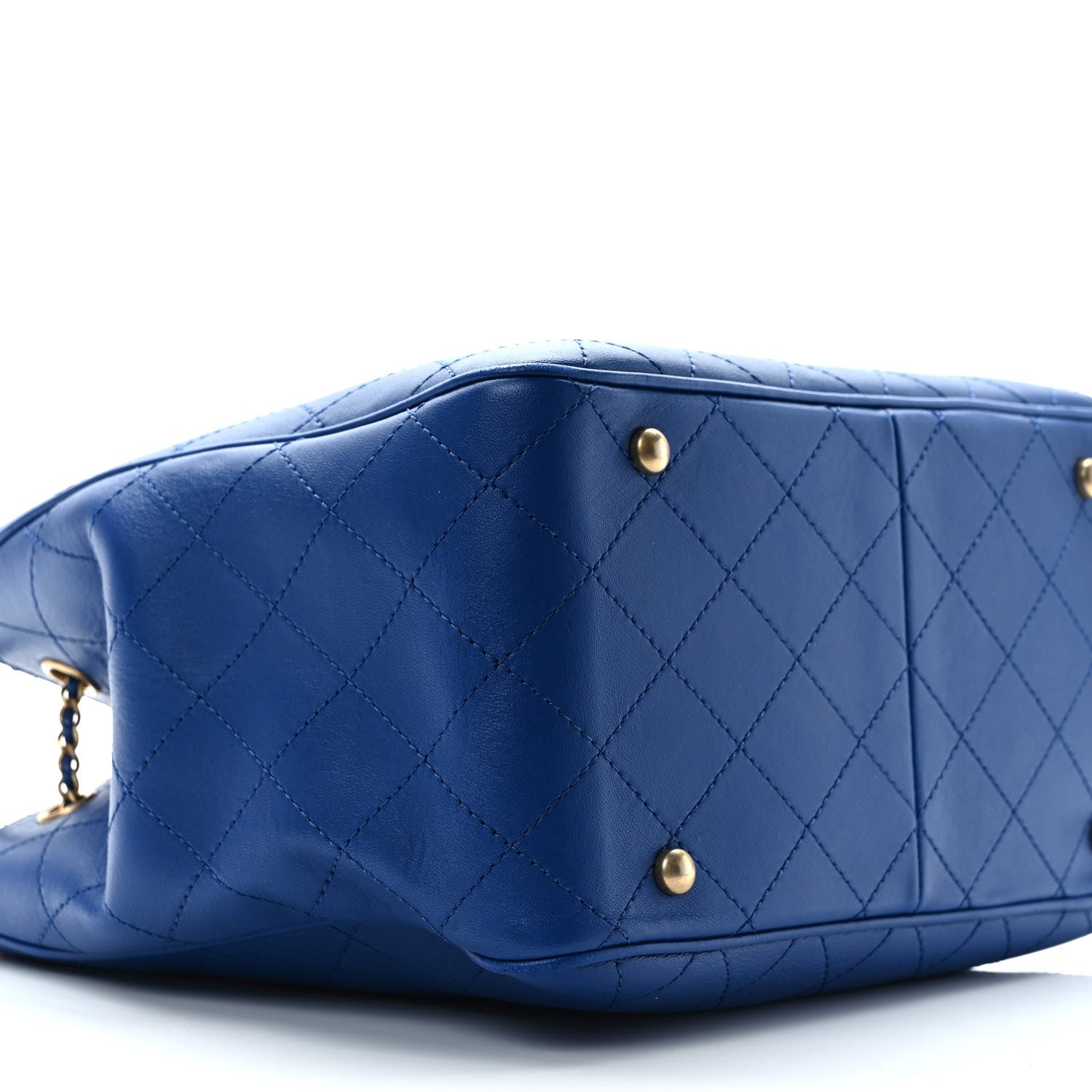 Chanel Calfskin Stitched Egyptian Amulet Drawstring Bag Blue 8 of 9