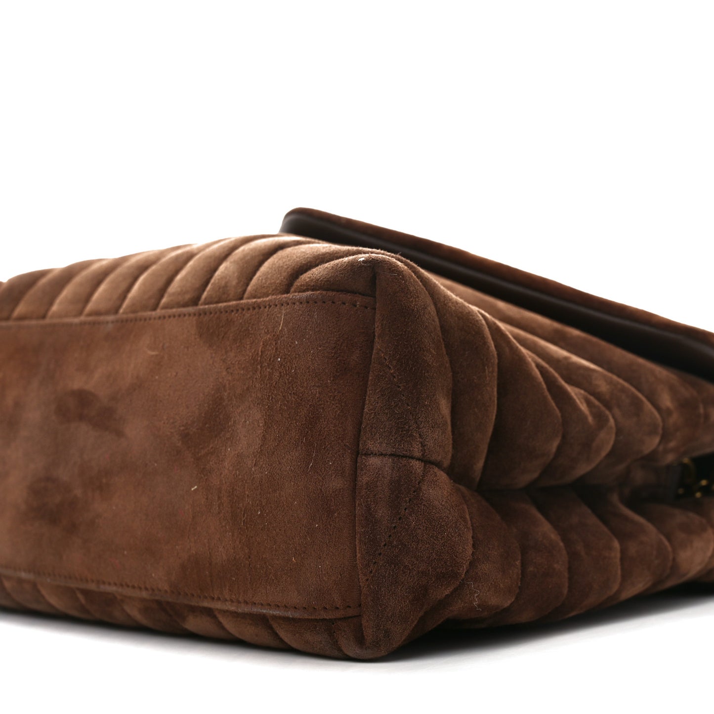Suede Y Quilted Monogram Medium Loulou Chain Satchel Bark Brown