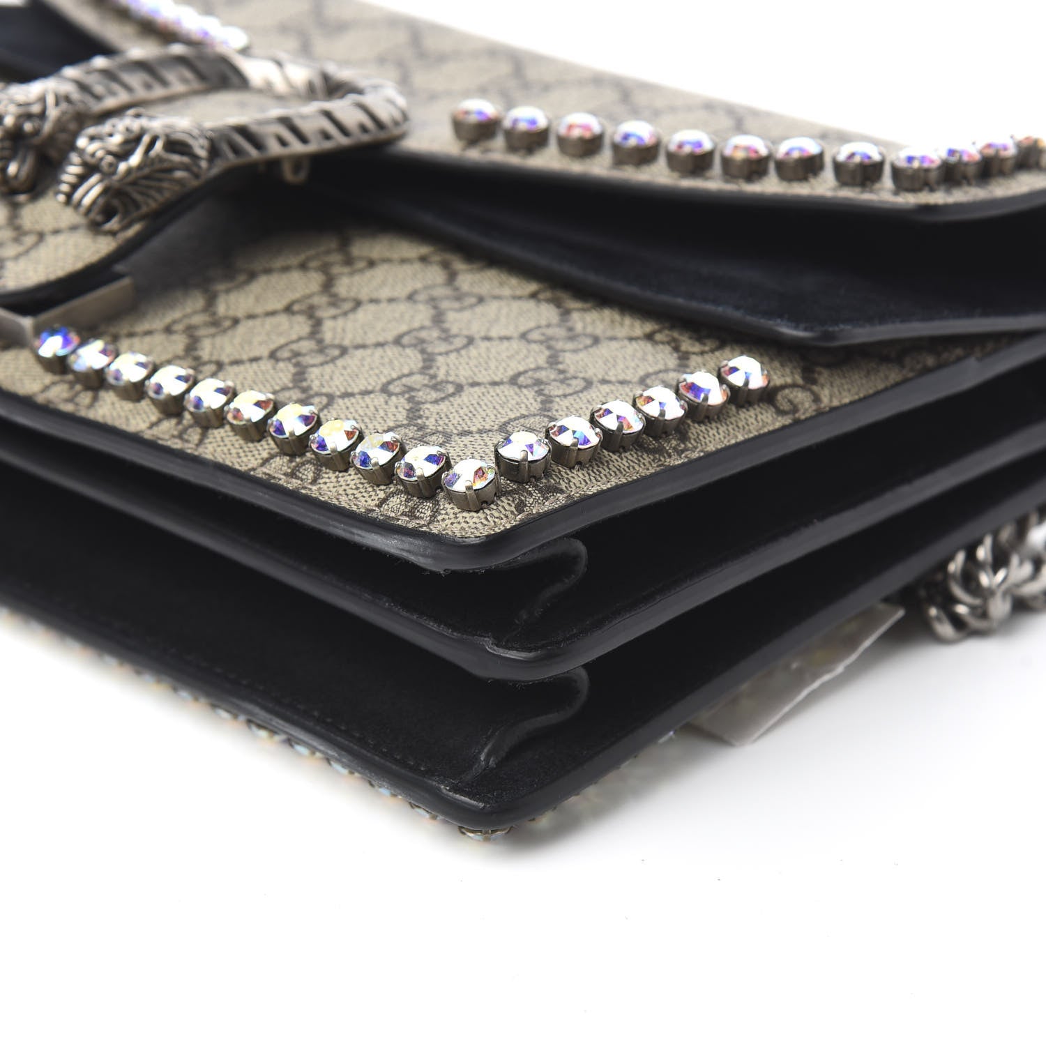Gucci GG Supreme Monogram Crystal Small Dionysus Shoulder Bag Black 11 of 12