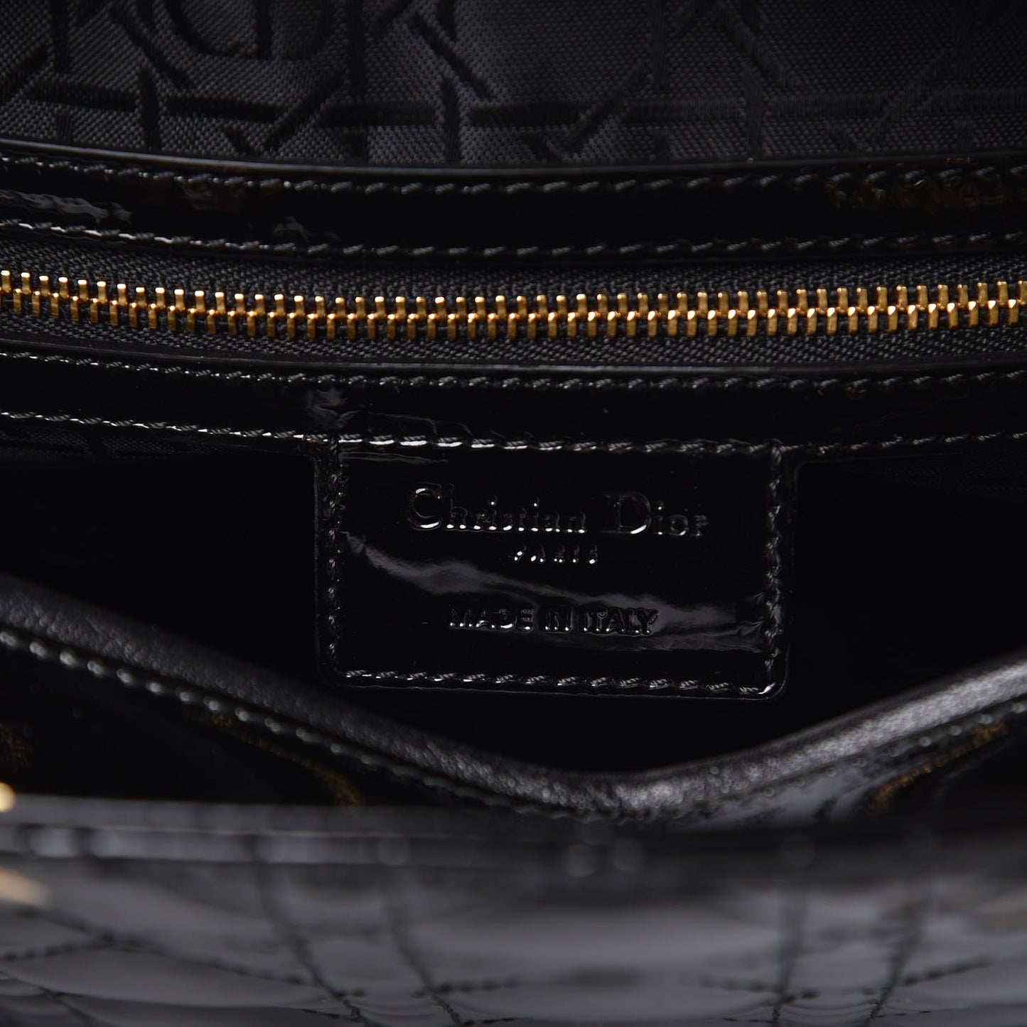 Patent Cannage Large Lady Dior Black