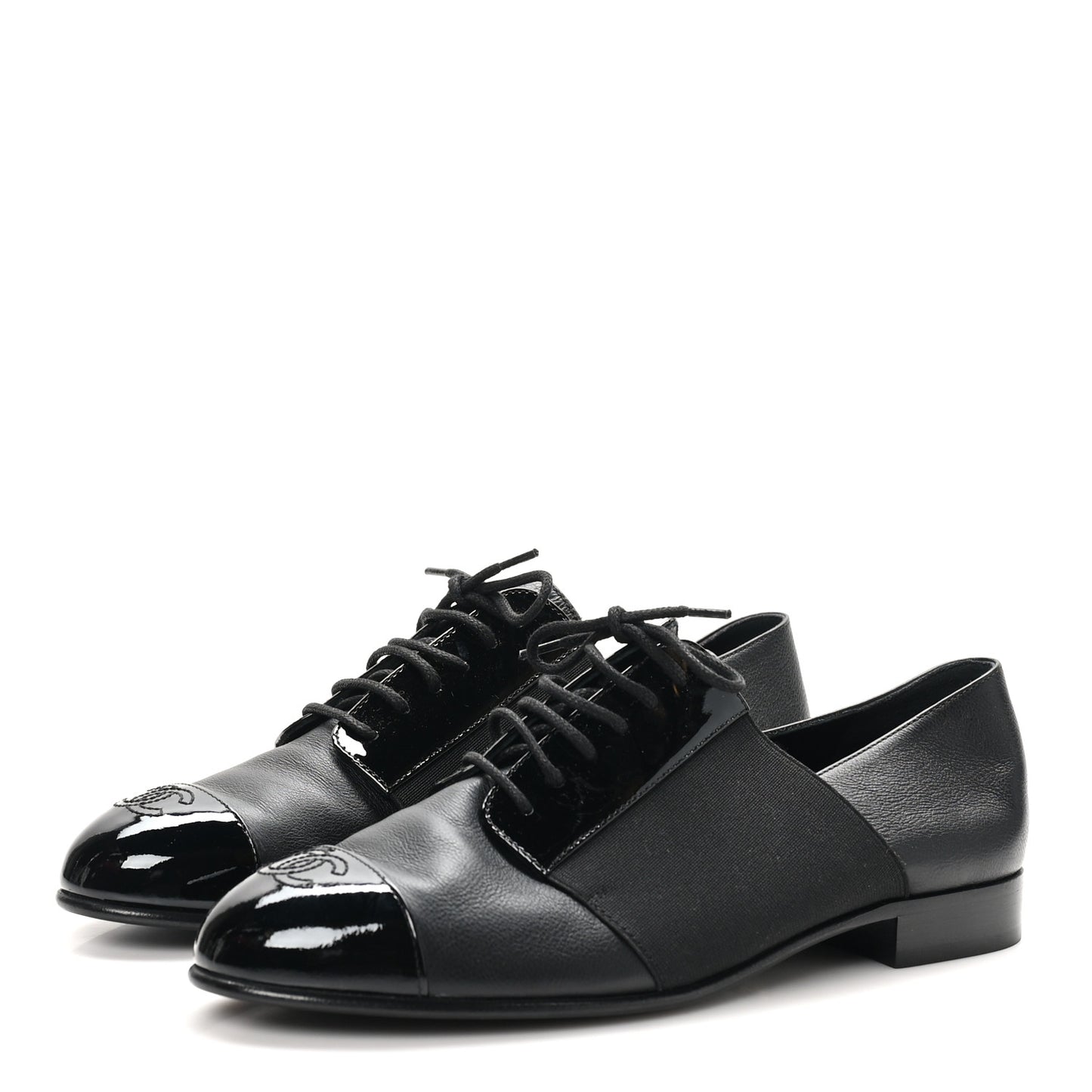 Goatskin Patent Womens CC Cap Toe Lace Up Oxfords 36.5 Black