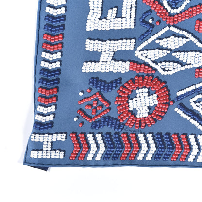 Hermes Silk Jersey Kelly En Perles Scarf 45 Bleu Jean Framboise 3 of 4