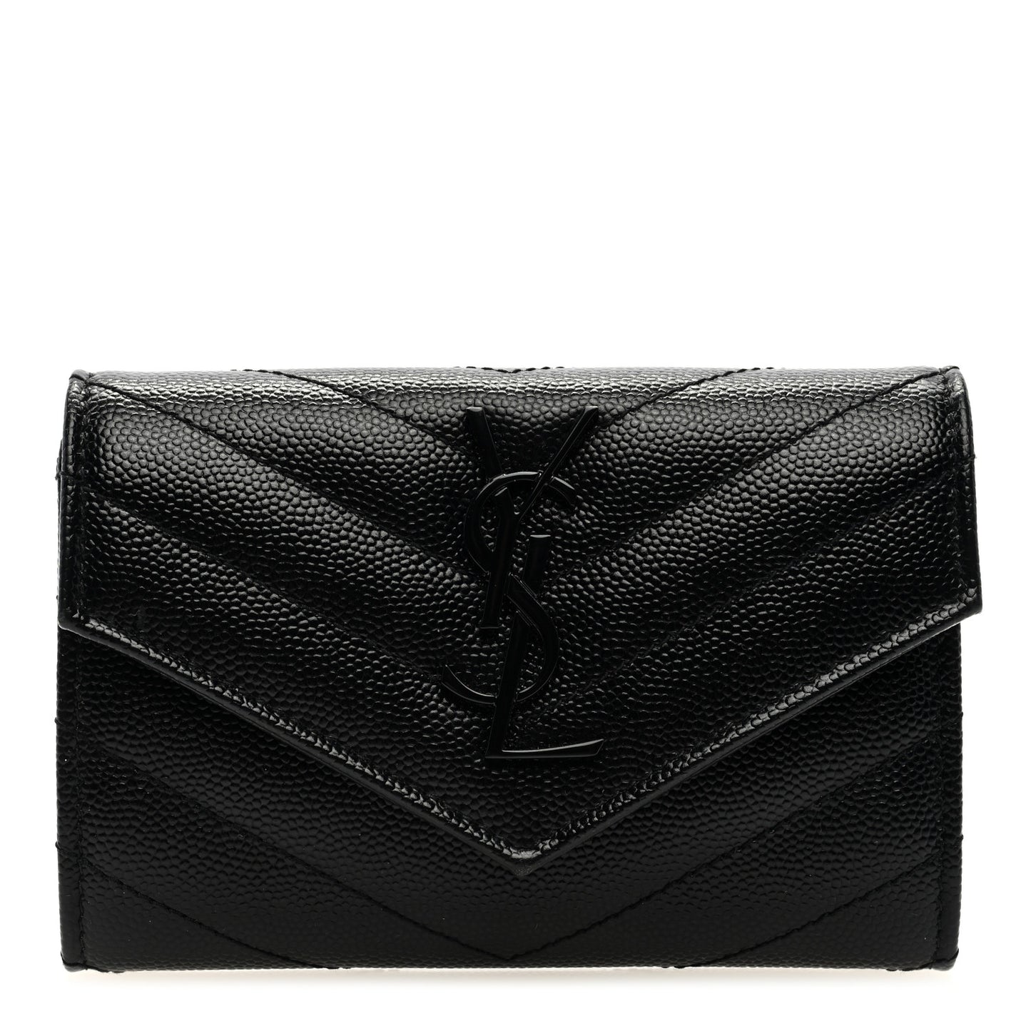 Grain De Poudre Matelasse Chevron Small Monochrome Monogram Envelope Wallet Black