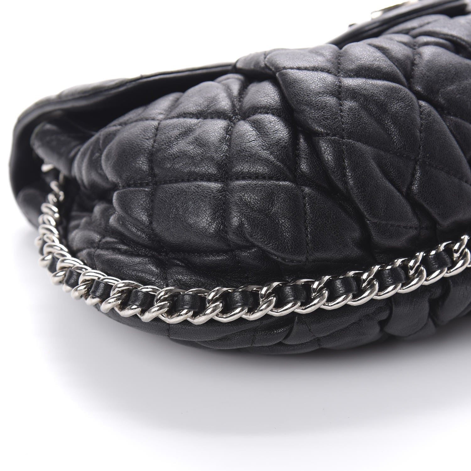 Chanel Washed Lambskin Quilted Medium Chain Around Messenger Black 6 of 11