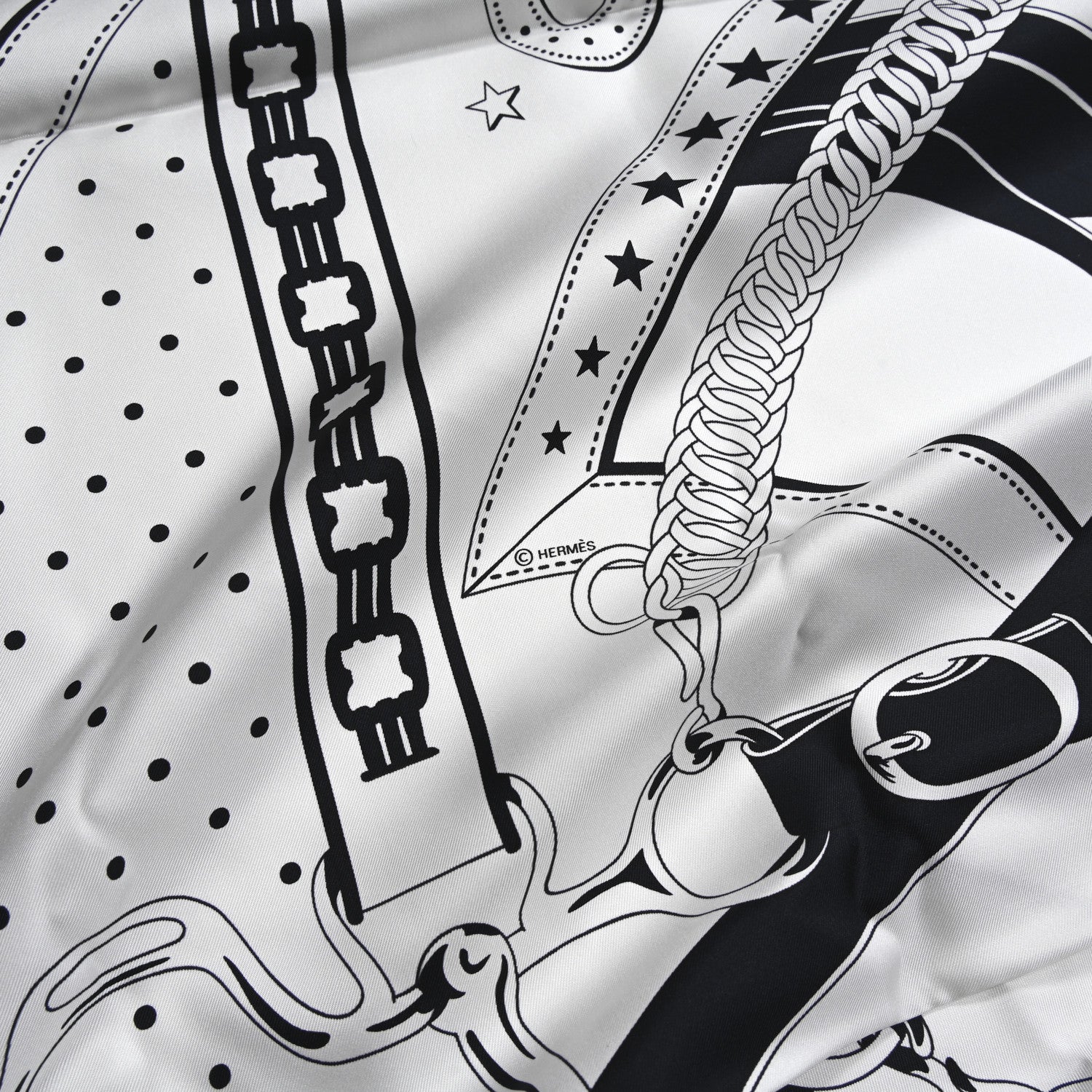 Hermes Silk La Promenade du Matin Bandana Double Face Scarf 140 White Bleu Black Vert Cypres 4 of 4