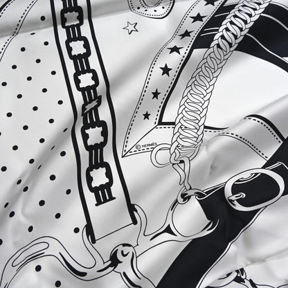 Hermes Silk La Promenade du Matin Bandana Double Face Scarf 140 White Bleu Black Vert Cypres 4 of 4