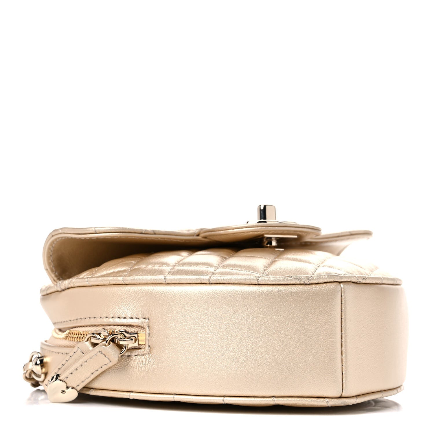 Chanel Metallic Lambskin Quilted CC In Love Heart Bag Gold 4 of 10