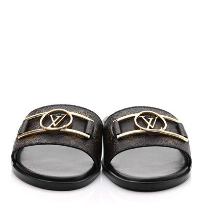 Louis Vuitton Patent Monogram Lock It Flat Mules 38 2 of 9