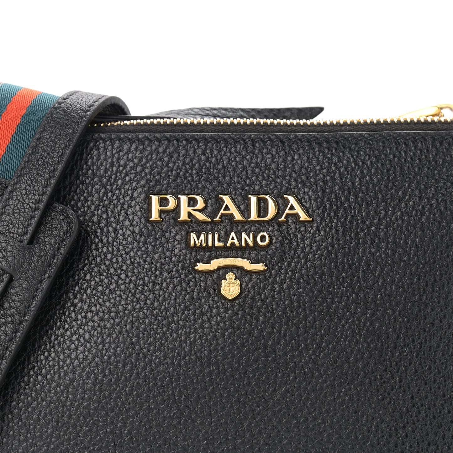 Vitello Phenix Double Zip Crossbody Bag Black