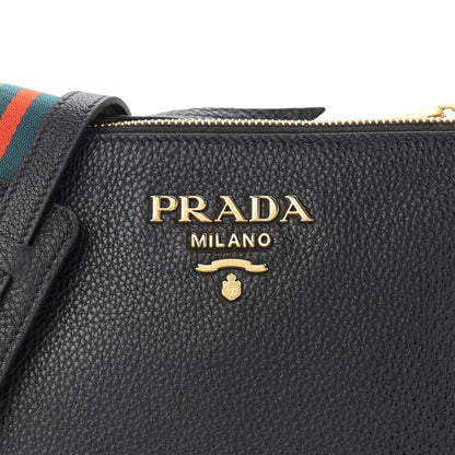 Prada Vitello Phenix Double Zip Crossbody Bag Black 9 of 11