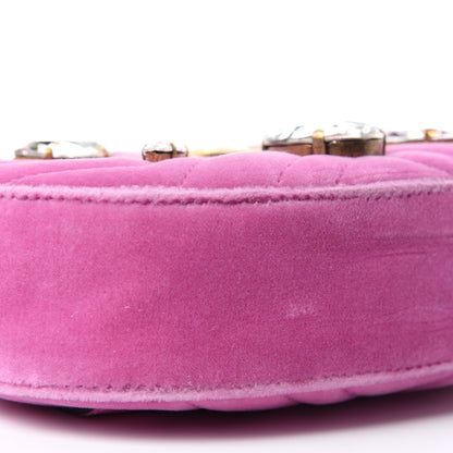 Gucci Velvet Matelasse Marquise Crystals GG Marmont Belt Bag 95 38 Malva 6 of 11