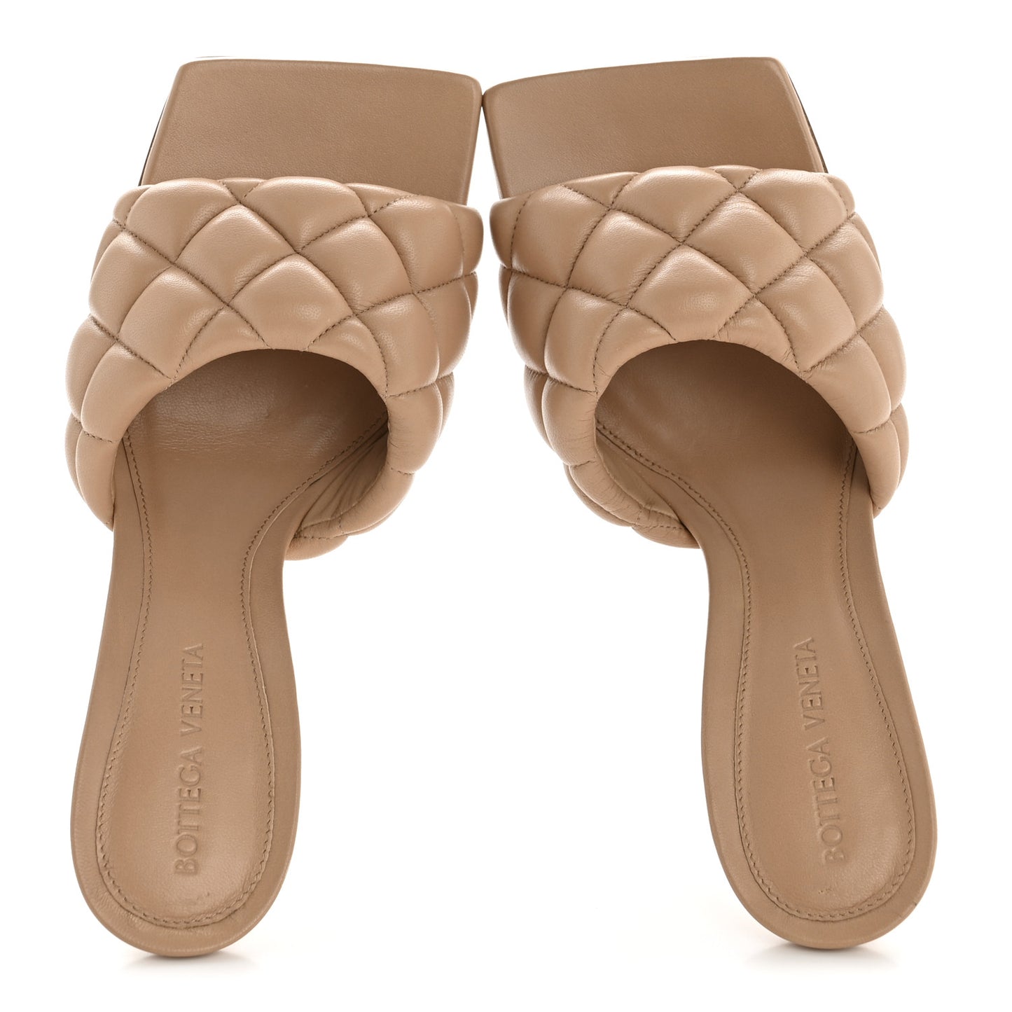Nappa Matelasse Padded Mule Sandals 36.5 Cipria