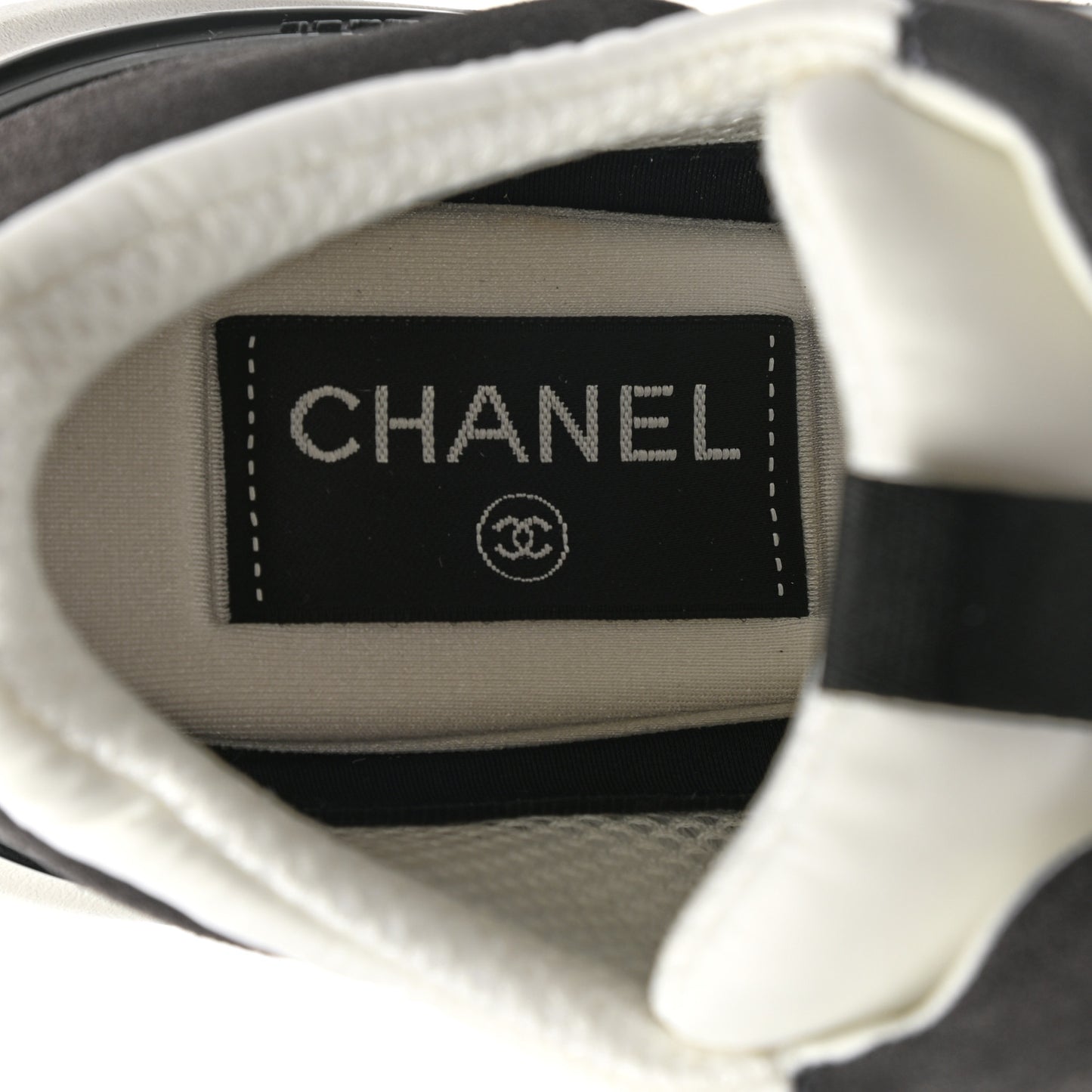 Nylon Suede Calfskin CC Sneakers 37 White Dark Grey