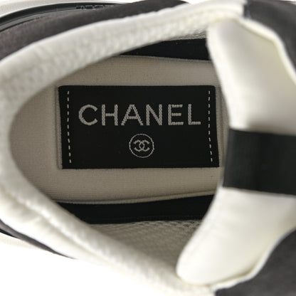 Chanel Nylon Suede Calfskin CC Sneakers 37 White Dark Grey 6 of 8
