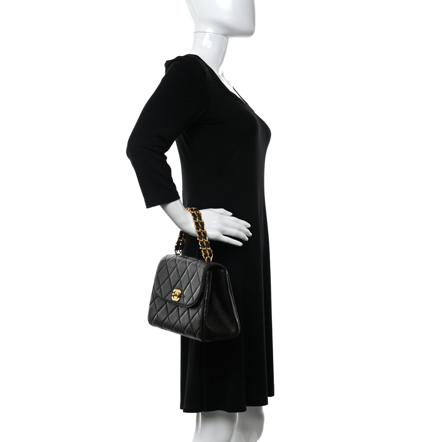 Lambskin Quilted Single Flap Black