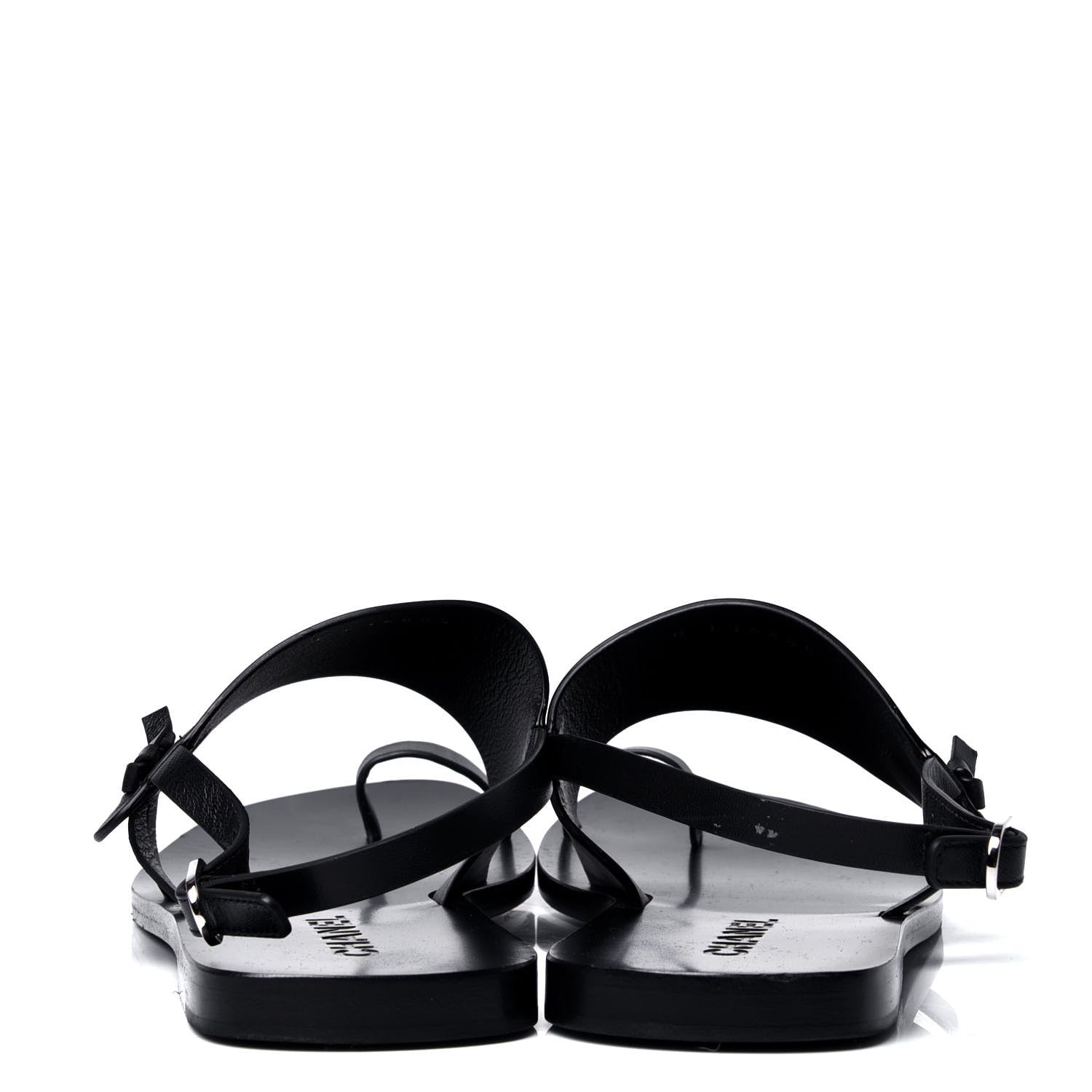 Chanel Goatskin CC Sandals 38 Black 4 of 6