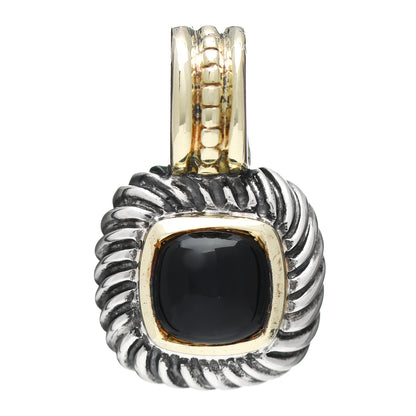 David Yurman Sterling Silver 14K Yellow Gold Black Onyx 7mm Albion Pendant 1 of 3