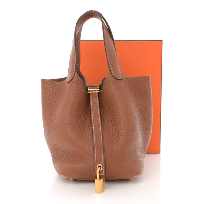 Hermes Taurillon Clemence Picotin Lock 18 PM Gold 15 of 15