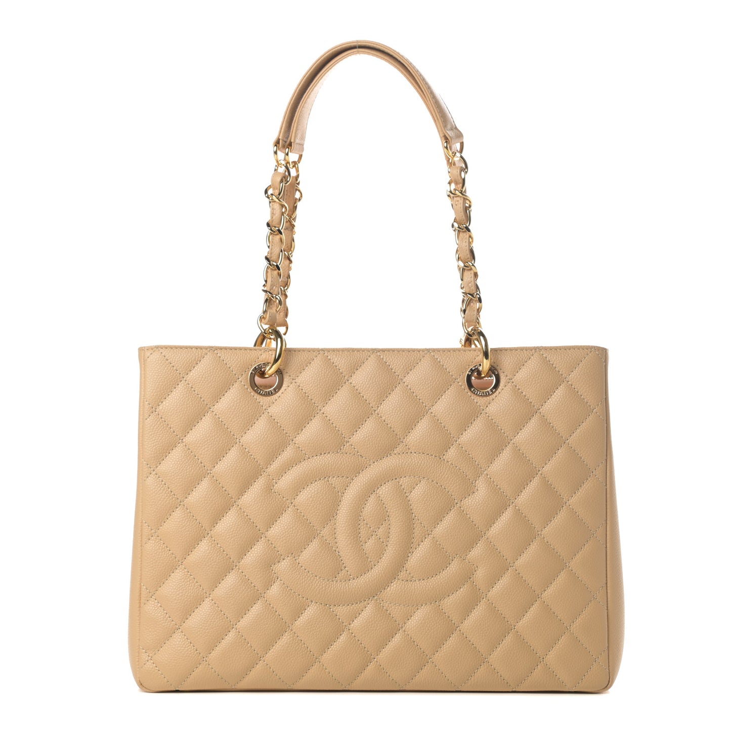Caviar Quilted Grand Shopping Tote GST Beige