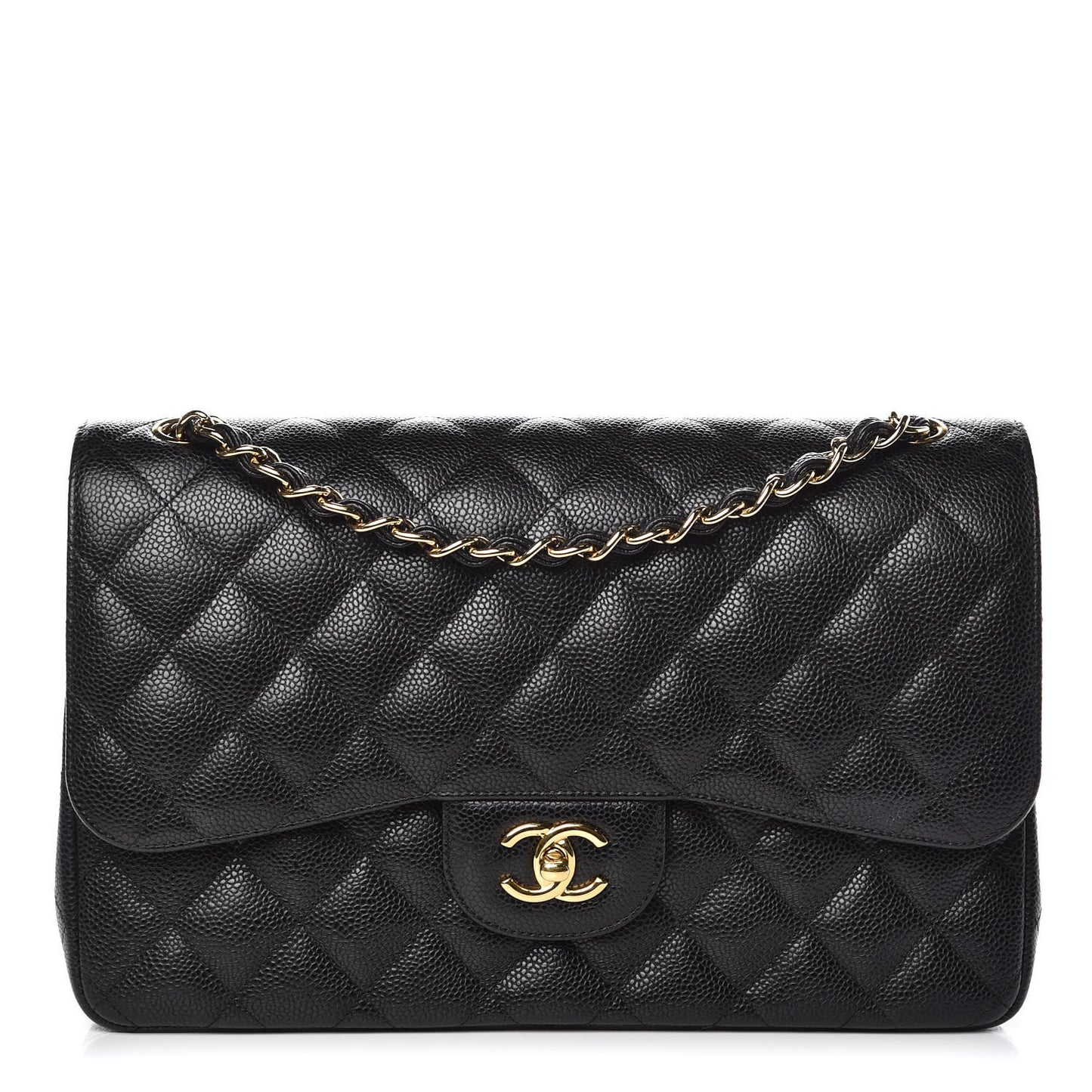 Caviar Quilted Jumbo Double Flap Black