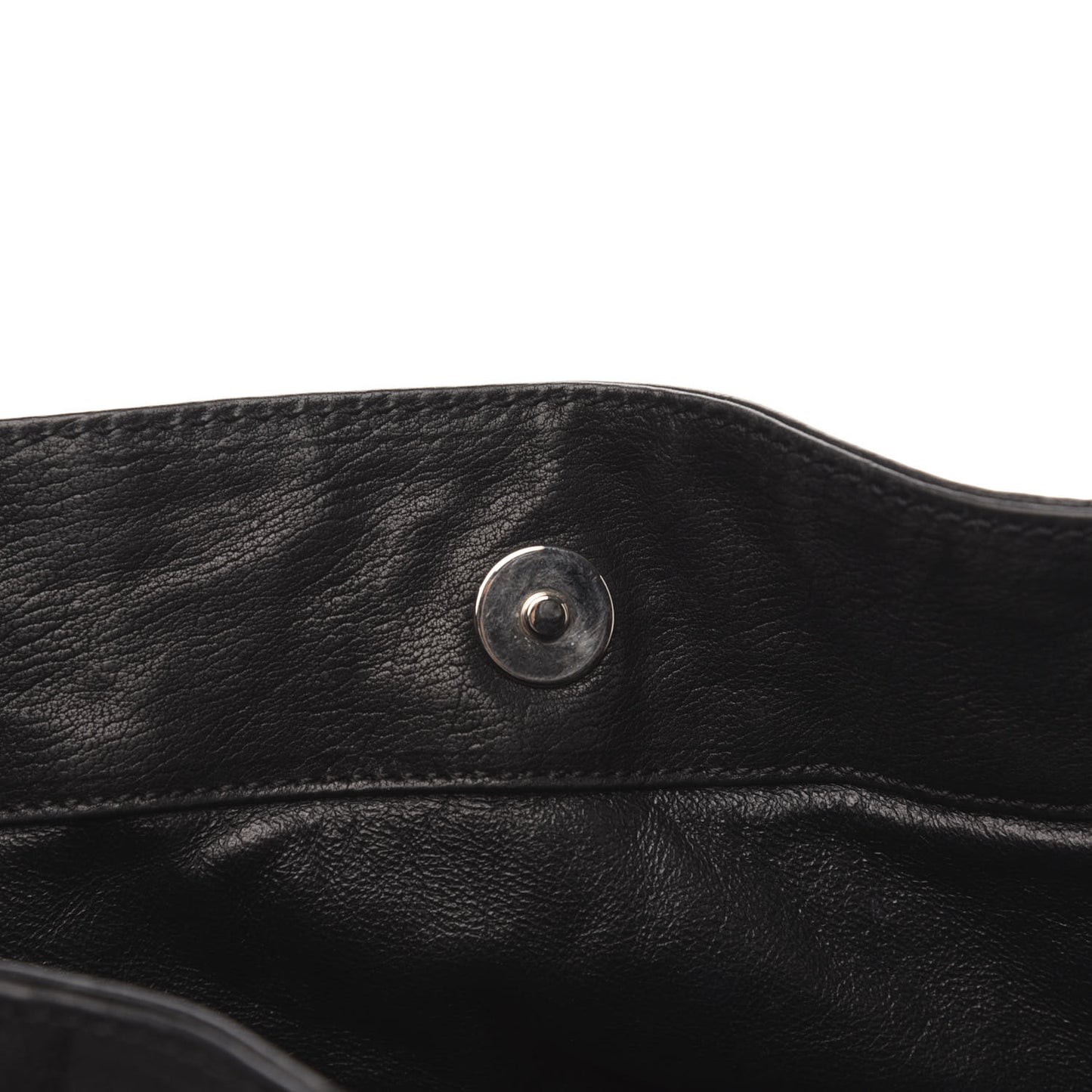 Glazed Calfskin East West Modern Chain Tote Black