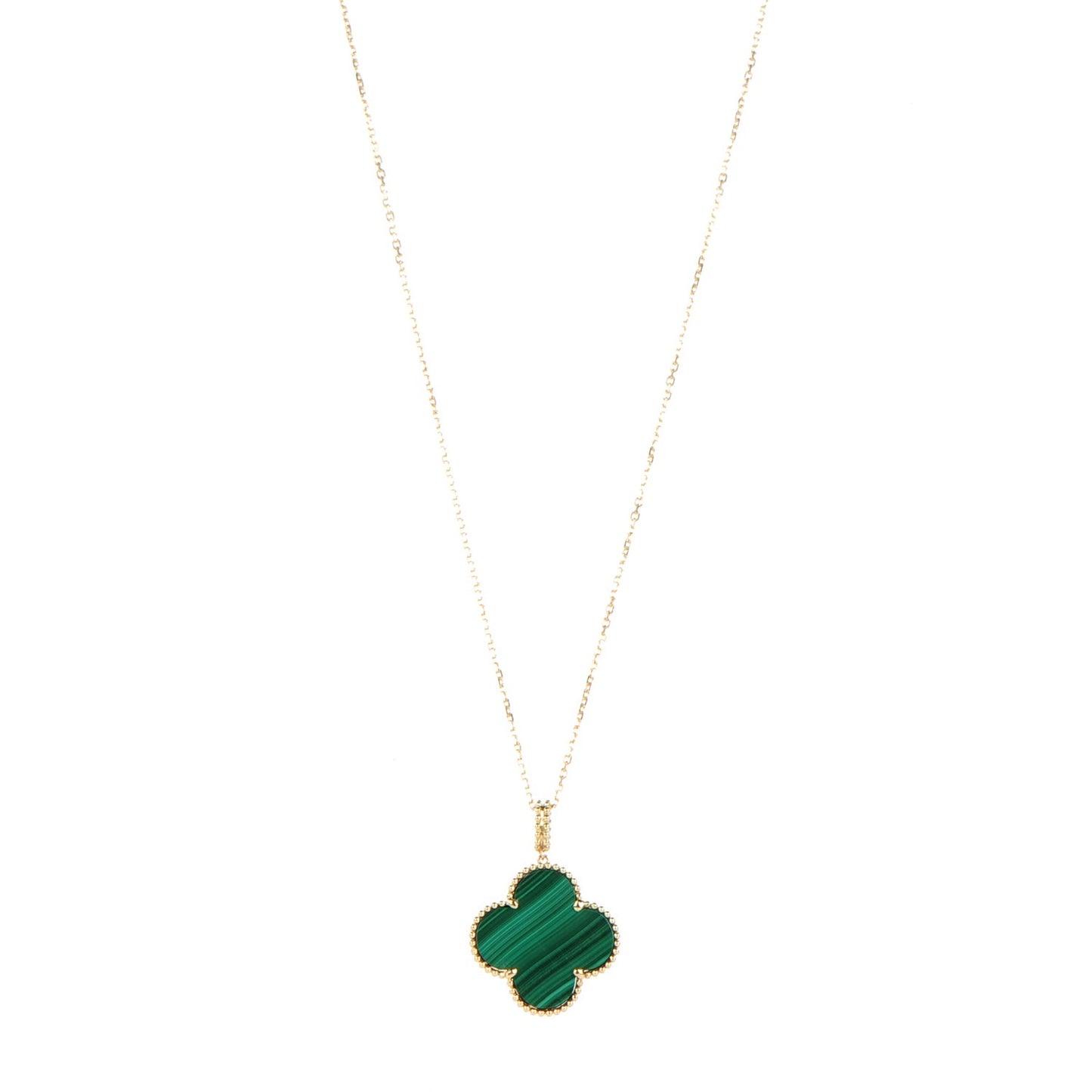 18K Yellow Gold Malachite Magic Alhambra Pendant Necklace