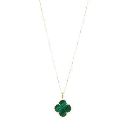 Van Cleef & Arpels 18K Yellow Gold Malachite Magic Alhambra Pendant Necklace 3 of 7